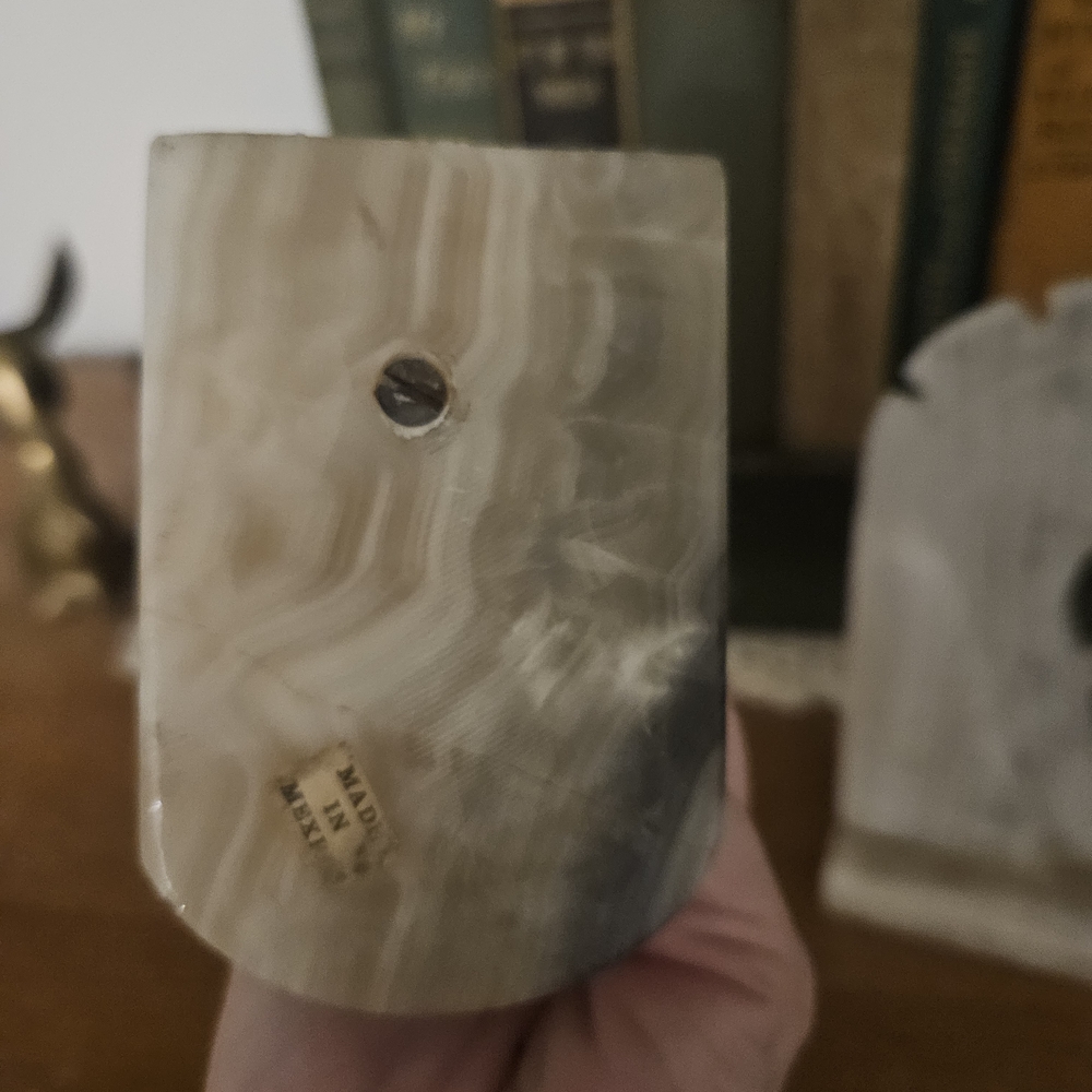 Elegant Marble Stone Horse Head Bookends READ ALL NOTES SOME CALLOUTS - Picture 2 of 7